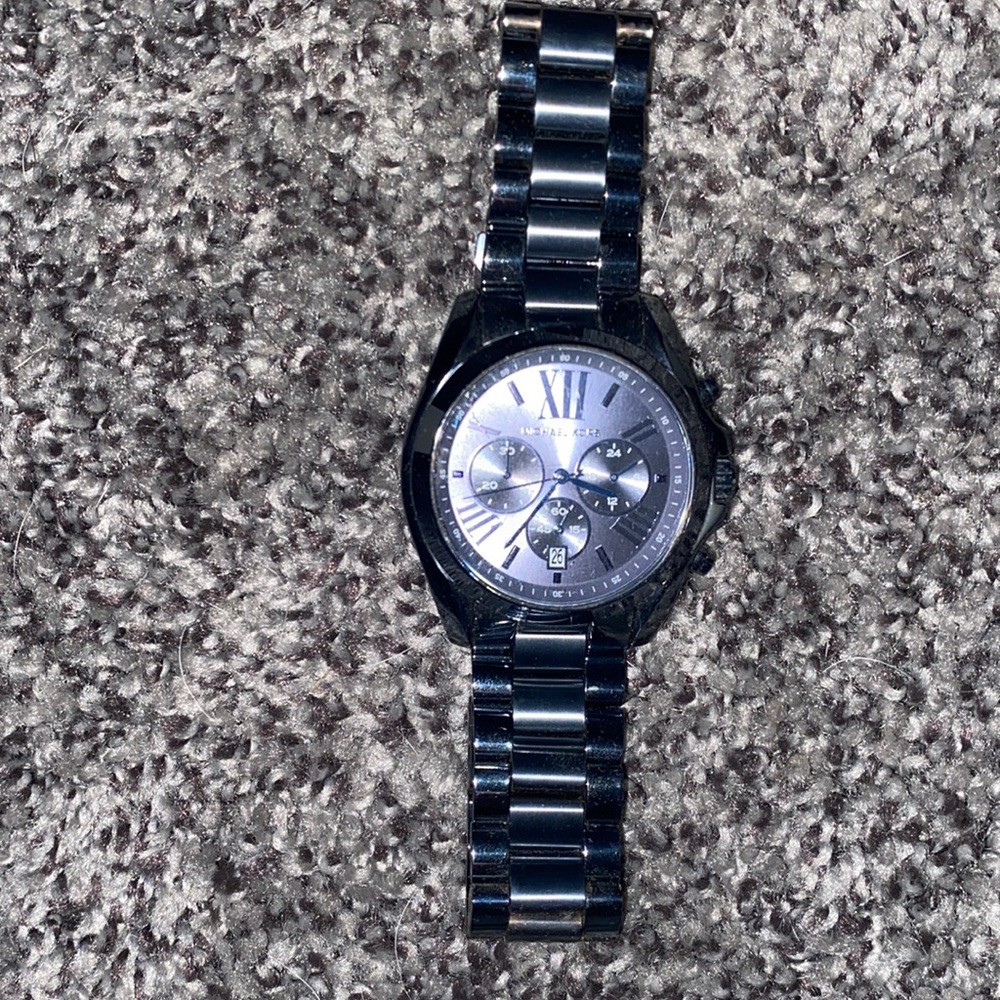 Mens shiny blue Michael Kors Roman Numeral watch